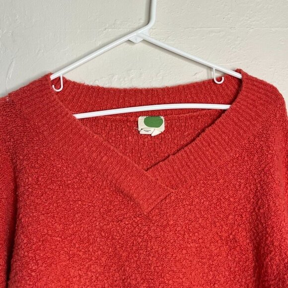 Anthropologie Fuzzy‎ Nubby Alpaca Blend Clayton Sweater V-Neck Oversized Pink XS - Picture 5 of 9